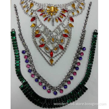 wholesale beautiful wedding mix floral casting clear rhinestone necklace